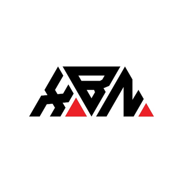 XBN三角形字母標誌設計與三角形XBN三角型標誌設計單字 XBN 三角形向量標誌模板與紅色XBN三邊形標誌 簡單 優雅和豪華XBN標誌
