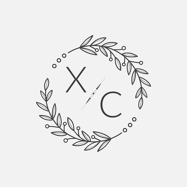 XC initiële monogram bruiloft met creatieve cirkellijn
