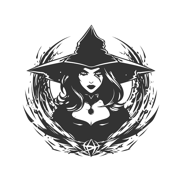 Вектор xenoavenger witch vintage logo line art concept черно-белый цвет рисованной иллюстрации