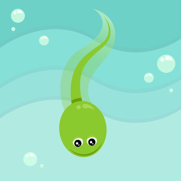 Xenopus tadpole cartoon character vector illustration graphic