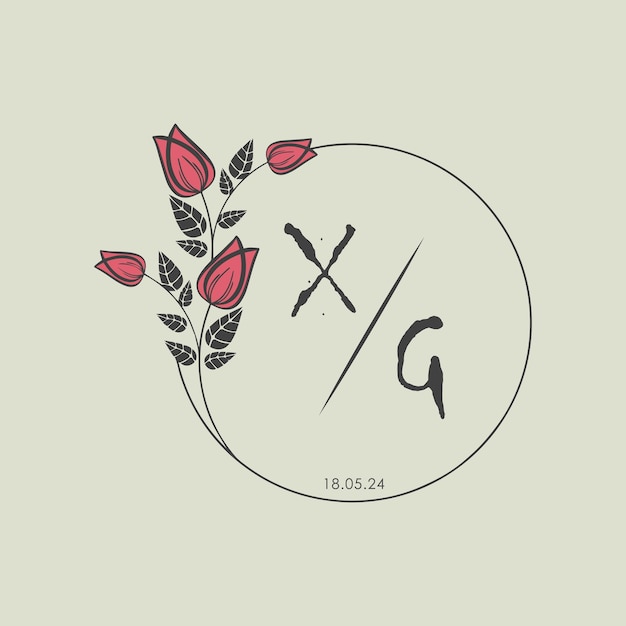 Vector xg initial monogram some rose circle wedding with creative design