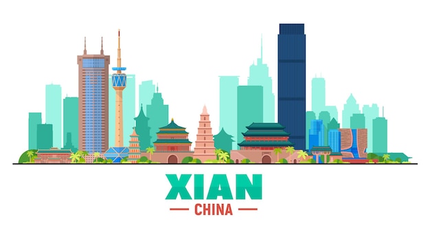 Xi'an Skyline. (China) Vectorillustratie