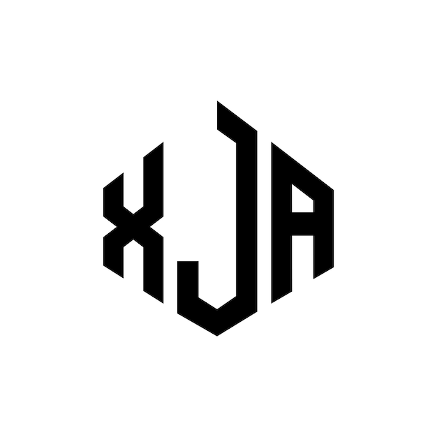 XJAのロゴデザインはポリゴン (多角形) キューブ (立方体) ヘクサゴン (六角形) のロゴデザインでホワイトとブラックの色でXJAモノグラム (ビジネス・リアルエステート・ロゴ) 