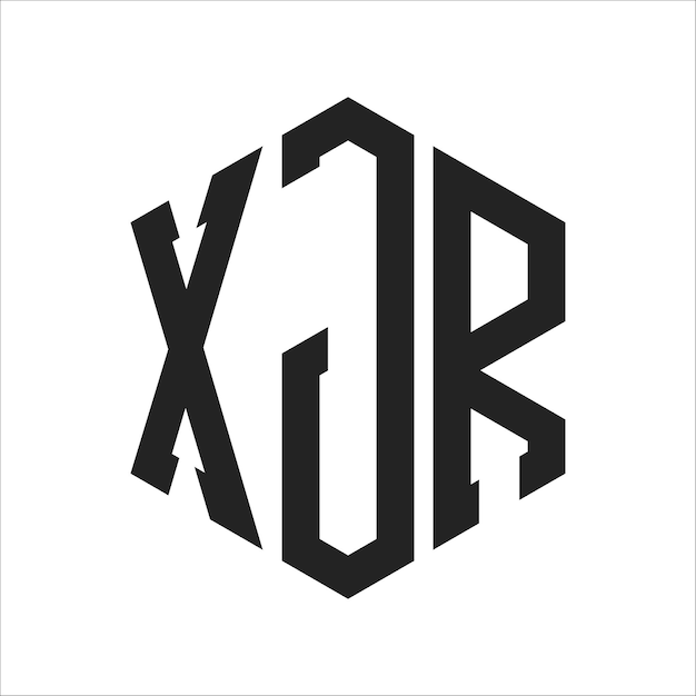 XJR ロゴ デザイン イニシャルレター XJR モノグラム ロゴ ヘクサゴン形