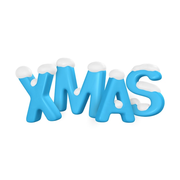 Xmas banner ontwerp 3D-letters Xmas met witte sneeuw Kerstaffiche Vector illustratie