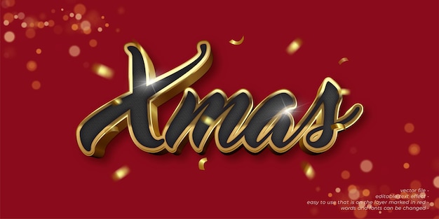 Xmas custom text 3d style editable text effect