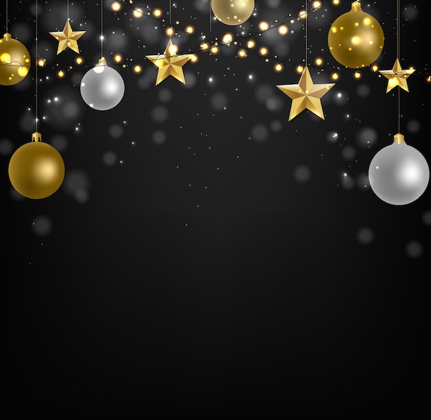 Рождественские украшения с золотыми звездами иллюстрации