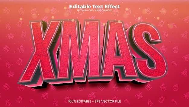 Рождественский редактируемый текстовый эффект в современном трендовом стиле