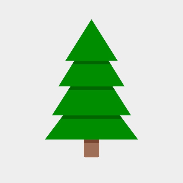 Xmas green tree flat illustration vector