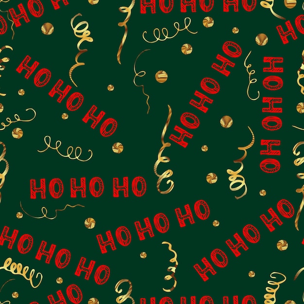 Xmas naadloze patroon met tekst ho ho ho met rode achtergrond Hand belettering groet Christmas Santa lachen Hohoho patroon Vector achtergrond met handgeschreven woorden ho