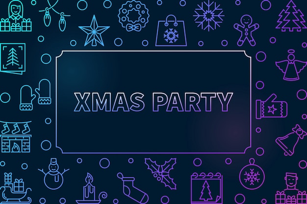 Xmas Party наброски цветной кадр значок иллюстрации