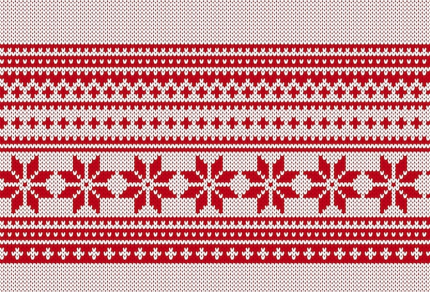 Xmas print Kerst rode gebreide textuur met sneeuwvlokken Brei naadloos patroon Feestelijke trui