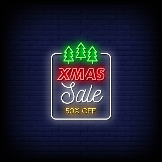 Xmas sale neon signs style text