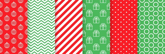 Xmas seamless pattern. Christmas, New year prints. Set holiday textures. Festive wrapping paper.