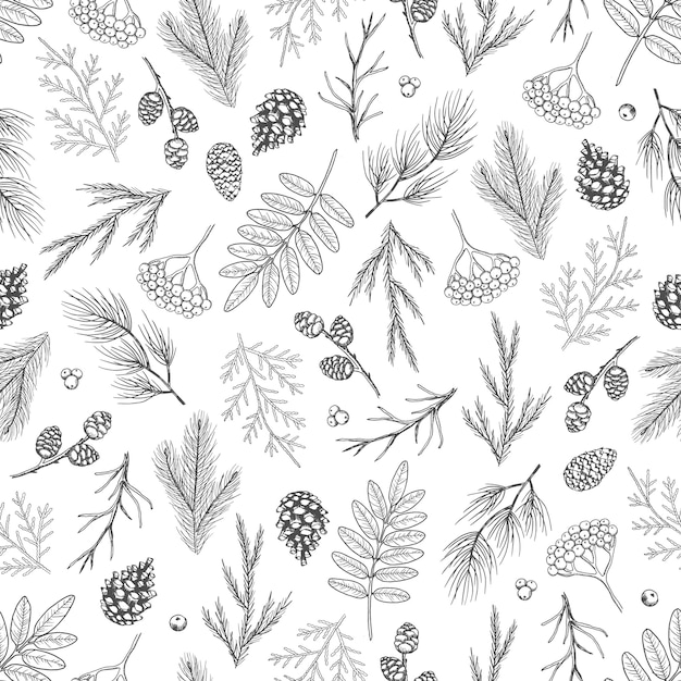 Xmas seamless pattern con decorazioni per alberi di natale