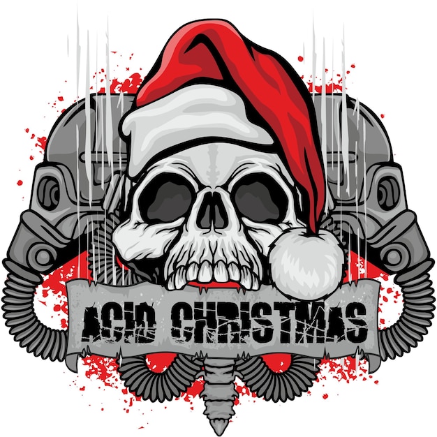 Xmas sign with skull with gas mask, grunge vintage design t shirts