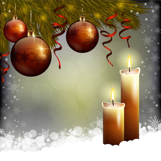 Xmas tree and candles on dark background