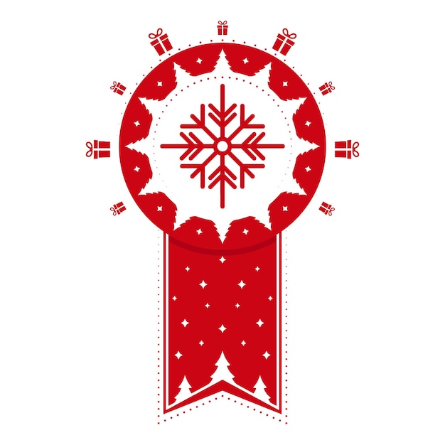 Xmas vakantie stempel ontwerp met sneeuwvlok. Kerst vector decoratief element voor handgemaakte geschenken