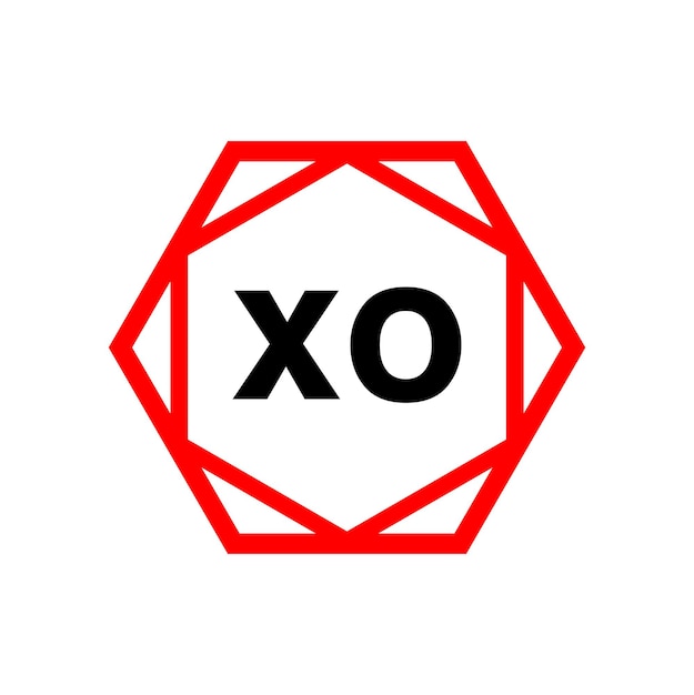 Vettore del monogramma di tipografia esagonale xo icona del nome del marchio xo