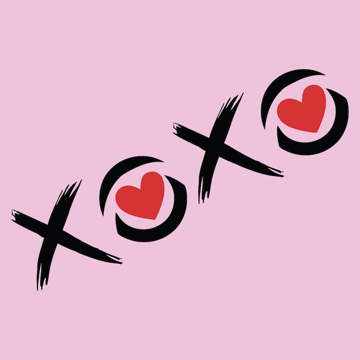 Vector xoxo calligraphy coquette clipart kisses and hugs symbol lettering valentine day vector illustration