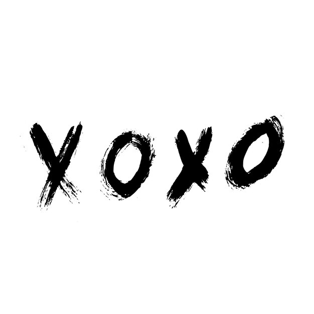 XOXO 손으로 쓴 문구 흰색 배경에 고립 포옹과 키스 기호 그런 지 브러시 글자 XO 발렌타인 데이 인사말 카드 배너 포스터 전단지 엽서 편집하기 쉬운 템플릿