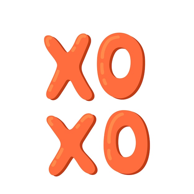 XOXO hand written phrase isolated on white background Hugs and kisses sign Valentine's day