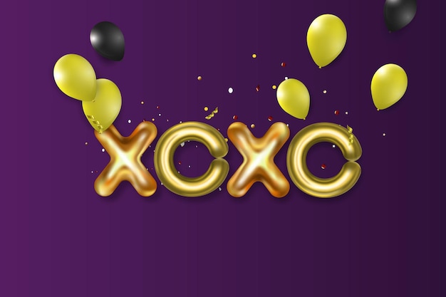 XoXo-illustratie in kleurrijke ballonnen met hoogtepunten Symbool van liefde gefeliciteerd met de vakantie