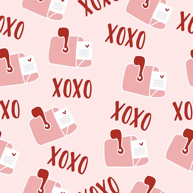 xoxo pink letter postal seamless background pattern