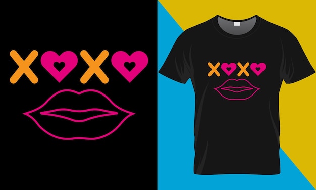 XOXO バレンタインデー t シャツ デザイン。バレンタインデーのタイポグラフィ ベクター t シャツ デザイン。