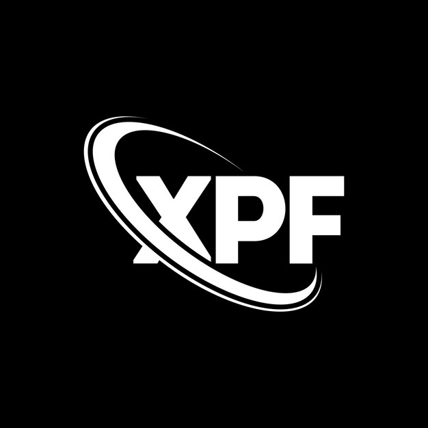 XPF ロゴ XPF 文字 XPF 文字 ロゴ デザイン イニシャル XPF 円と大文字でリンクされたロゴ XPF テクノロジービジネスと不動産ブランドのタイポグラフィー