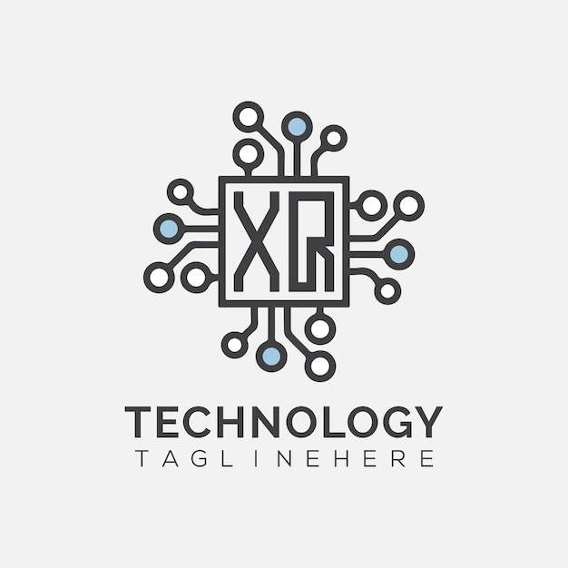 Rectangle スタイルのデザインでテクノロジーロゴのXQイニシャルモノグラム