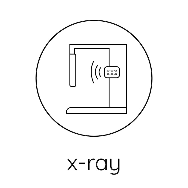 Xray 기계 선형 아이콘 폐학 의학