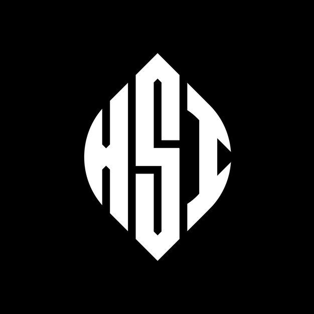 XSI 円文字 ロゴデザイン 円とエリプス形 XSI エリプス文字 タイポグラフィックスタイル 3つのイニシャルが円のロゴを形成するXSI 円エンブレム アブストラクト モノグラム 文字マーク ベクトル