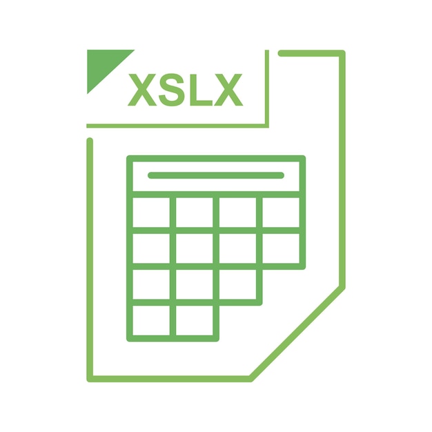 XSLX bestandspictogram in cartoon stijl op een witte achtergrond