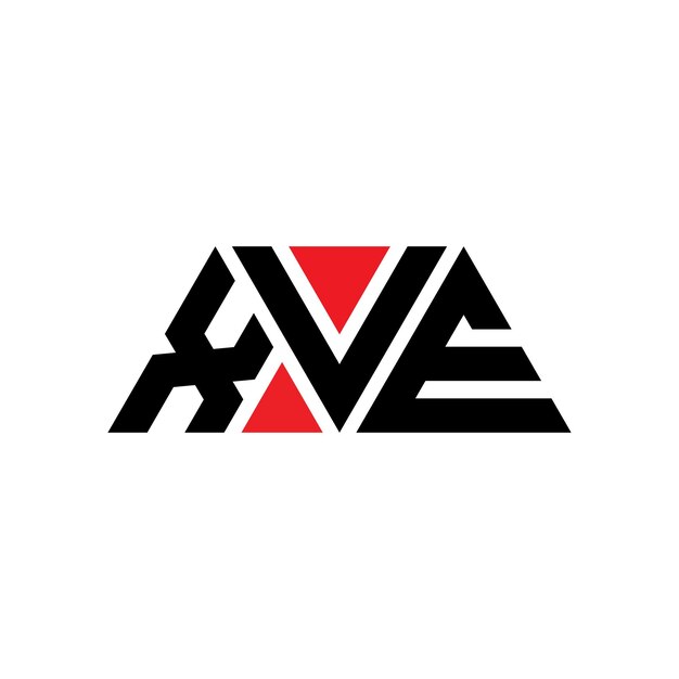 삼각형 모양의 XVE 삼각형 로고 디자인 모노그램, 빨간색의 XVE 터 로고 템플릿, 단순하고 우아하고 고급스러운 XVE 로고
