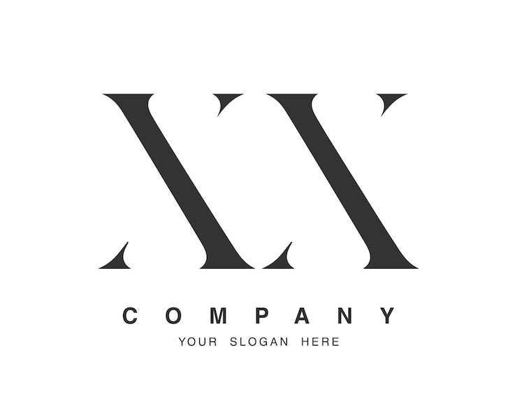 Vector xx-logoontwerp aanvankelijke letter x en x serif lettertype stijl creatieve klassieke bedrijfsnaam typografie trendy logo of identiteit