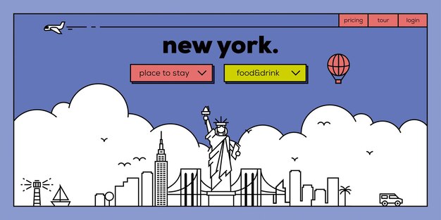 Vector xx modern web banner design with vector linear skyline