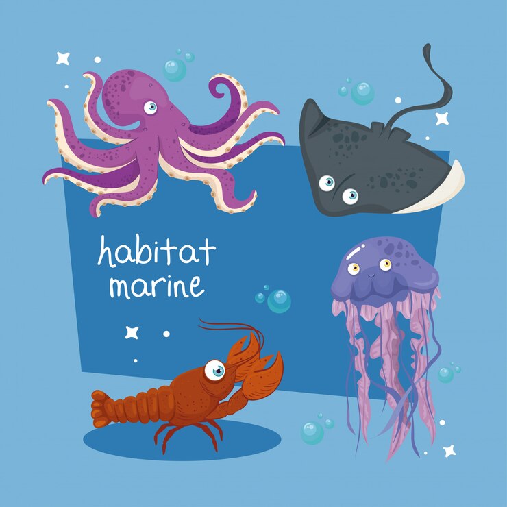 Premium Vector | Xxx and wild marine animals in ocean, sea world