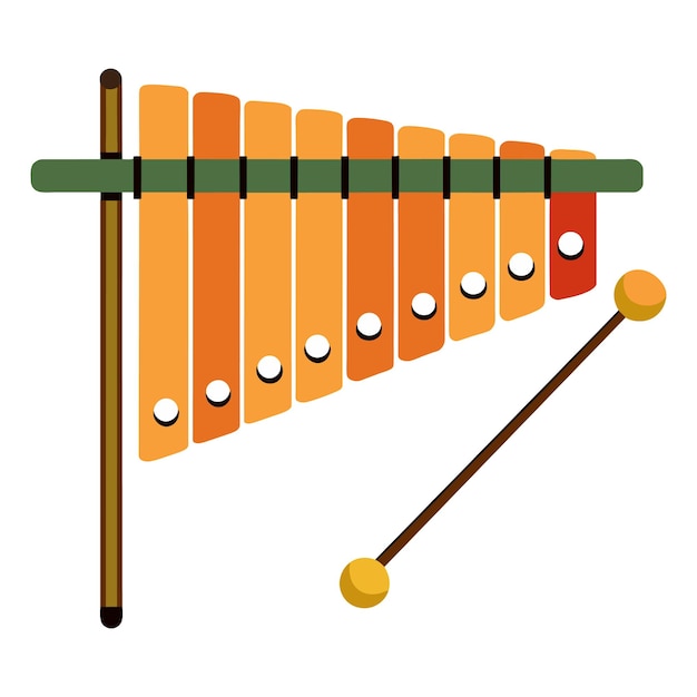 Vector xylophone flat vector illustration on white background