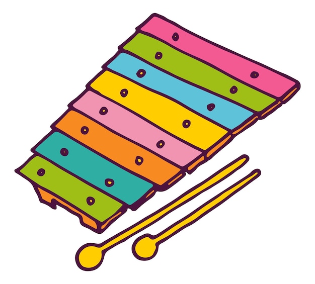 Vector xylophone toy colorful music instrument for kids