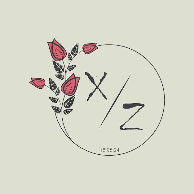 Vector xz initial monogram some rose circle wedding with creative design