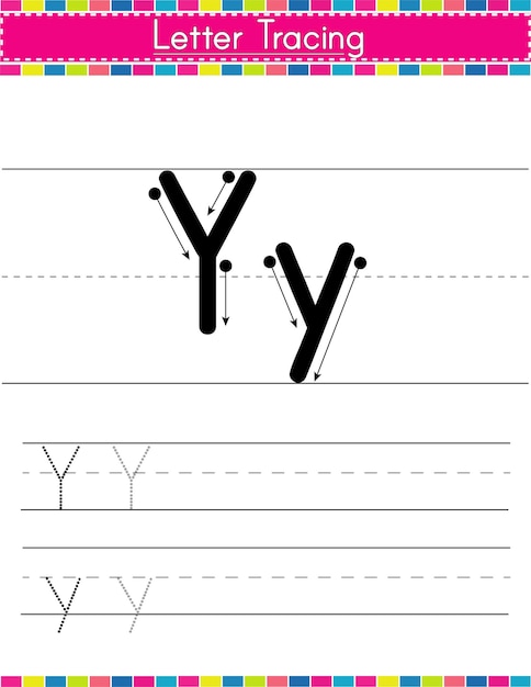 Y alphabet tracing worksheet