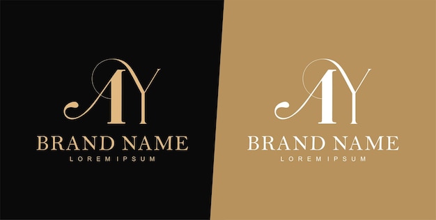 ベクトル y と a 文字ロゴ デザイン テンプレート結婚式のロゴのタイポグラフィのロゴ