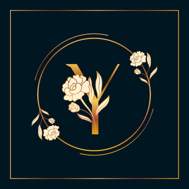 Vector y golden elegant floral logo design