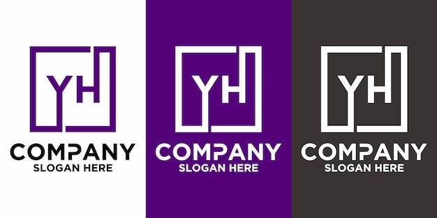 Y h lettering with square design vector template