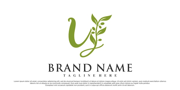 Vector y latter logo design with nature beauty premium vector