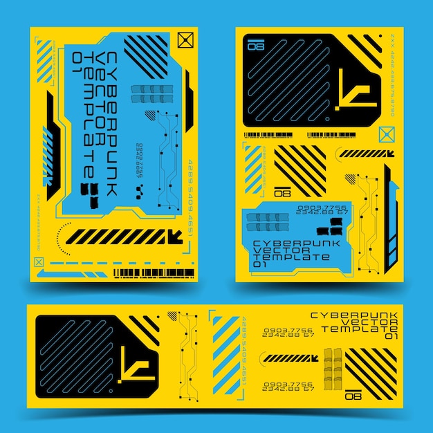 Y2K 2000s sci-fi cyberpunk retrofuturistische lay-out sjabloon set dashboard HUD voor uxui applicatie 2d vector illustratie