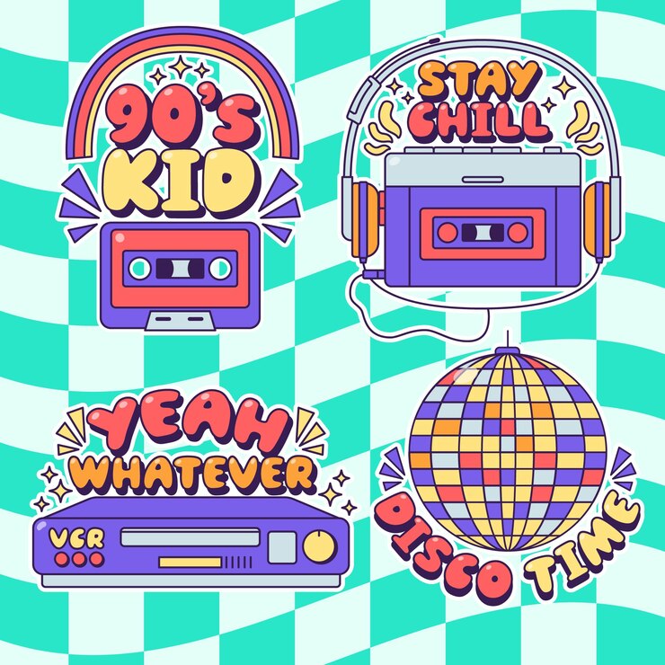 Y2k 90年代のステッカーデザイン