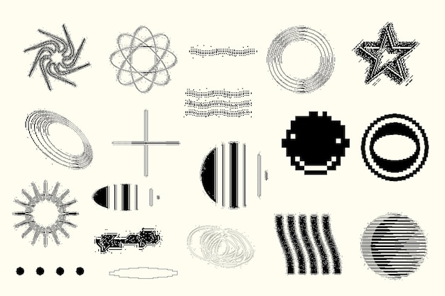 y2k asset collectie bitmap vector vorm neo brutalisme