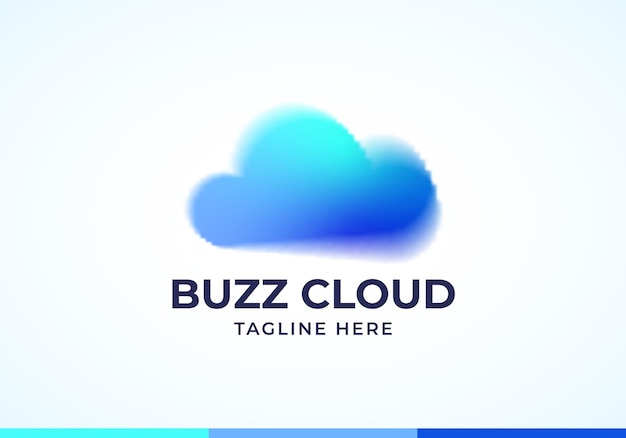 Y2K Aura Blurry Buzz Cloud Abstract Vector Logo Template Cloud Storage Internet Concept Sign Emblem